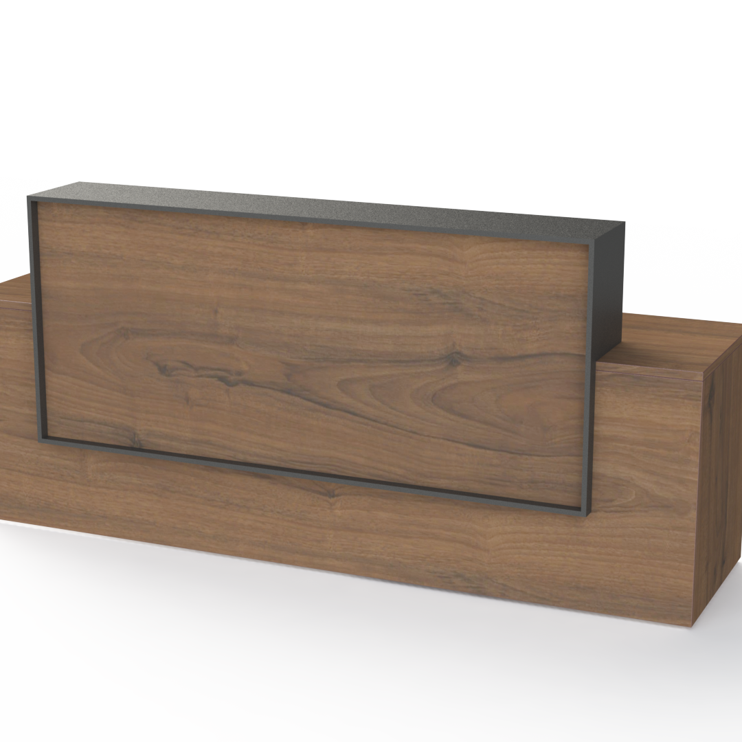 Recepción Minimalista con Panel de Madera