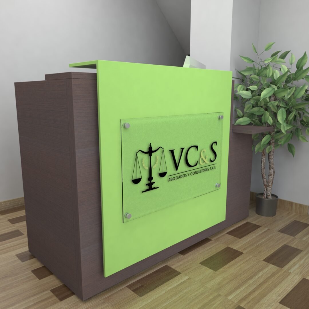 Recepción de Oficina Corporativa con Logo